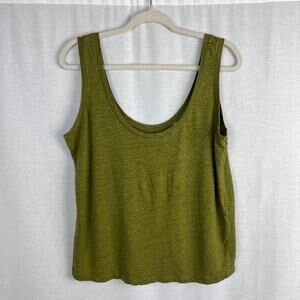 Boden Top Scoop Neck Linen Tank Moss Green Organic Earthy Boho Breezy Summer